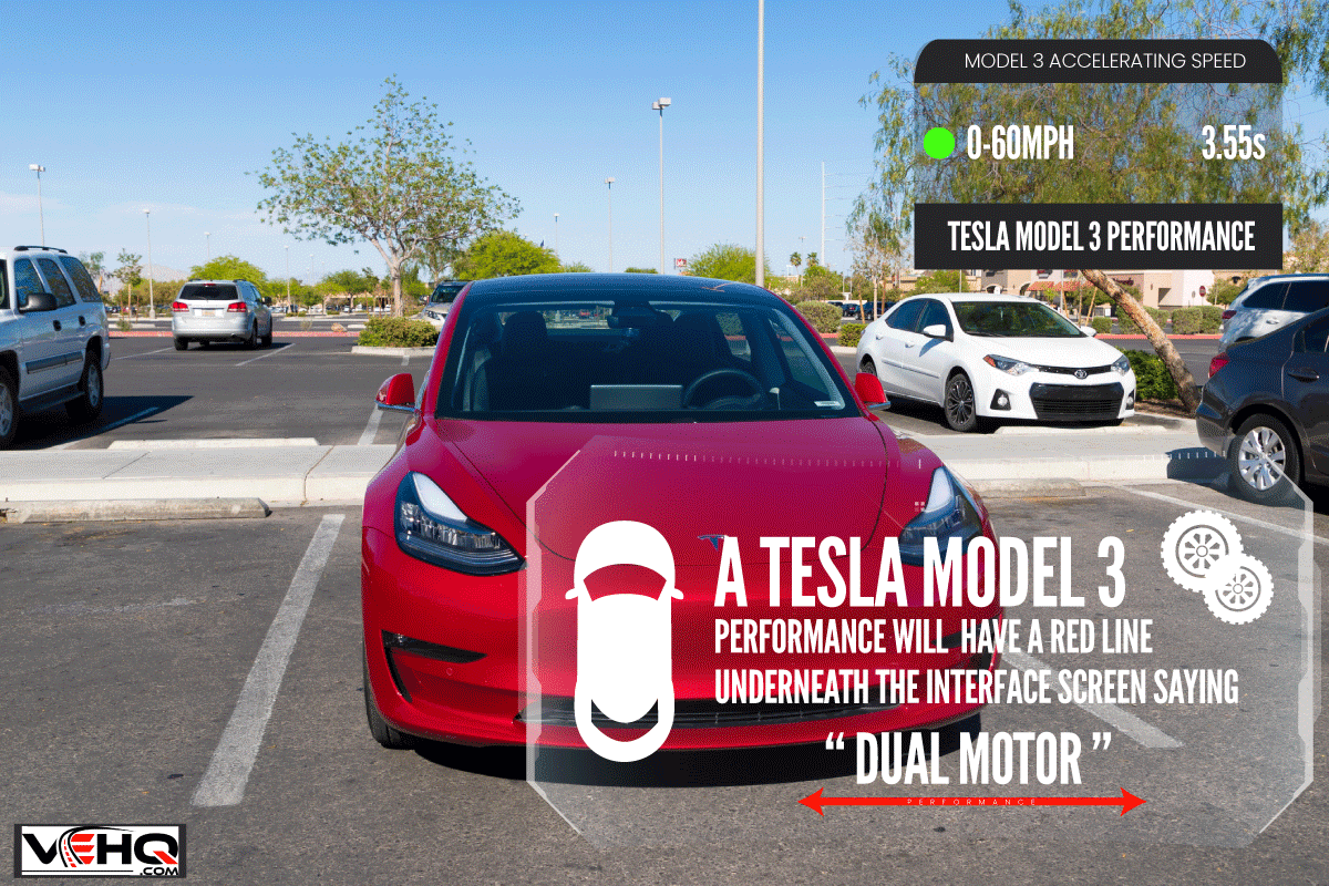 An editorial stock photo of a Tesla Model 3 parked in a parking lot in Las Vegas, How To Tell If A Tesla Model 3 Is A Performance?