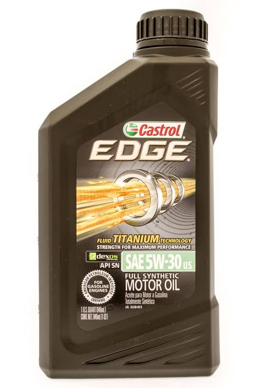 A quart of Castrol Edge synthetic motor oil