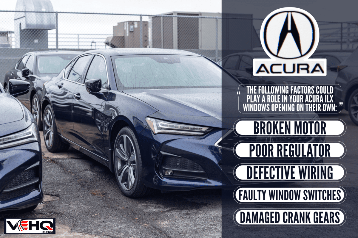 A dark blue colored ACURA ILX at a top floor parking area, Acura ILX Windows Open By Themselves - Why And What To Do?