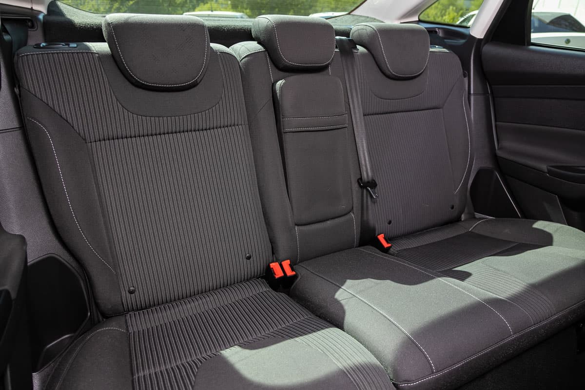 Comfort car inside, Clean car interior black back seats, headrests and belt