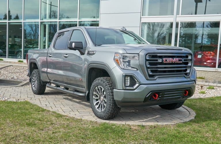 Montreal, Canada - May 2, 2020: GMC Canyon AT4 car. General Motors Truck Company, formally the GMC Division of General Motors LLC, is a division of the American automobile manufacturer General Motors — Stock Editorial Photography