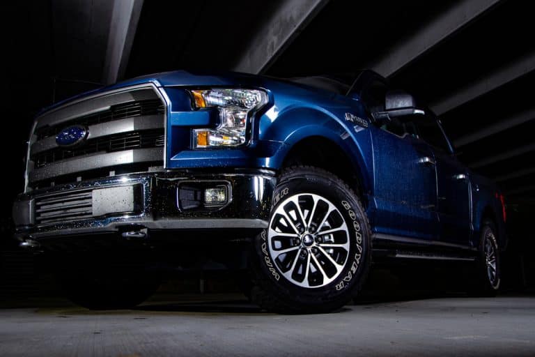 Huge blue Ford F150 at the parking lot, What Other Rims Will Fit A Ford F-150?