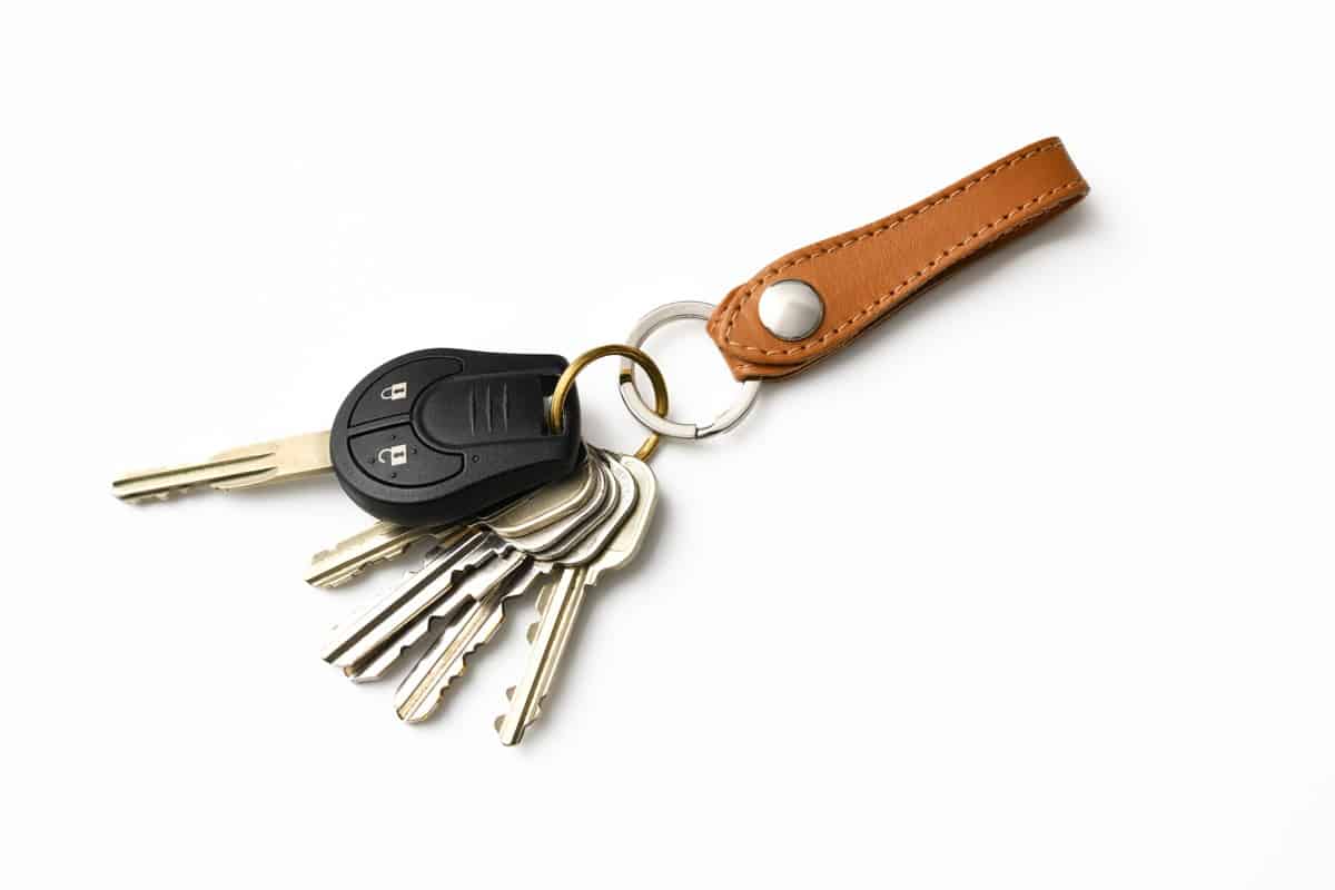 Key fobs and other different keys on a white background