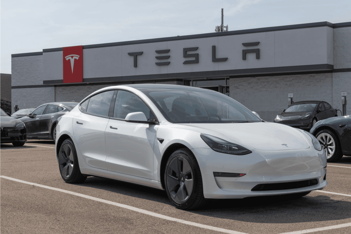 March 2022: Tesla EV electric vehicles on display
