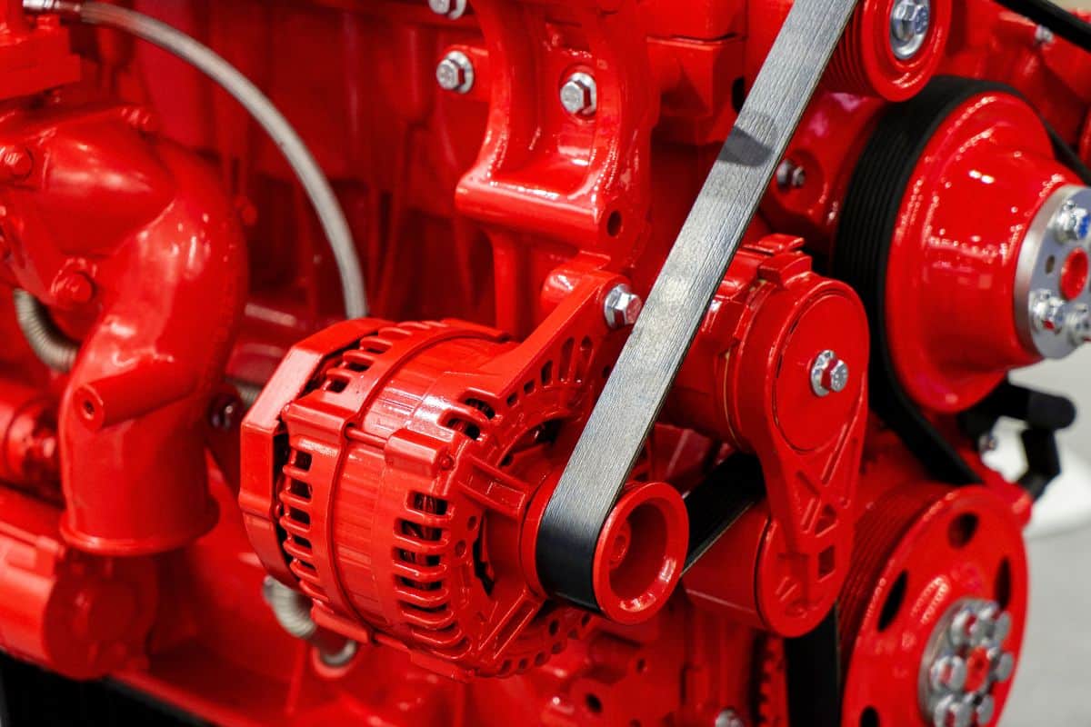 New-red-internal-combustion-engine-close-up