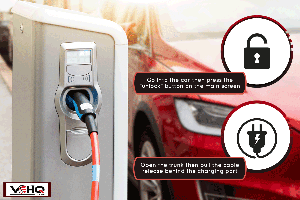 A red Tesla electric car at the charging station, Tesla J1772 Adapter Is Stuck - Why And What To Do?
