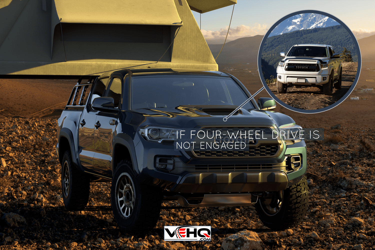 Toyota Tacoma equipped with a camping tent in mountainous - Are Toyota Tacomas Rear Wheel Drive