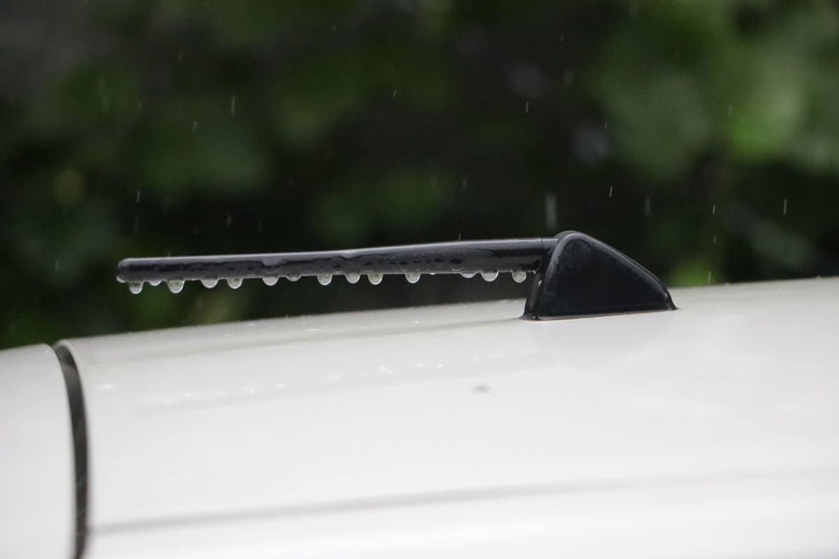 car antenna in the rain