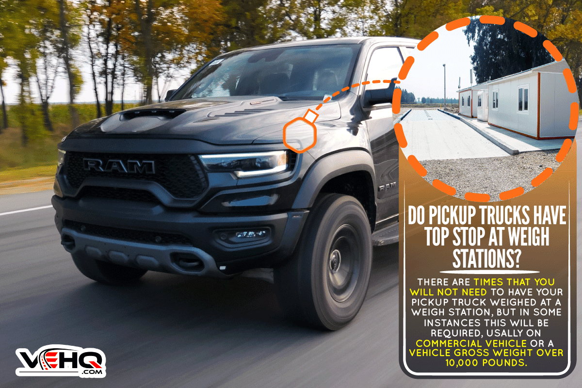 Dodge Ram TRX drives on a country road, Do Pickup Trucks Have To Stop At Weigh Stations? [Inc. When Towing]