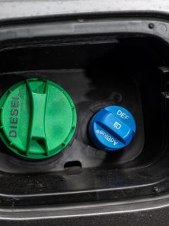 Adblue diesel exhaust fluid DEF and diesel fuel tank cap, How Much Diesel Exhaust Fluid Does A Duramax Hold?