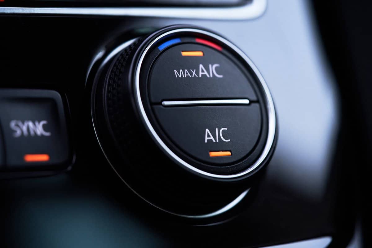 Car air conditioning system. Air condition switched on maximum cooling mode.