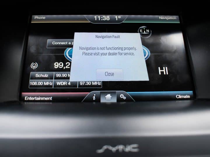 Dashboard of a Ford SUV showing Navigation Fault on Sync 3, How To Fix The Ford Sync 3 Navigation Fault