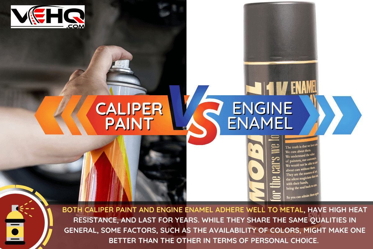 Close up hand a man use spray paint repair paint car suspension arm and disk brake plate of car caliper for rust protection.- Caliper Paint Vs. Engine Enamel - Which To Choose?