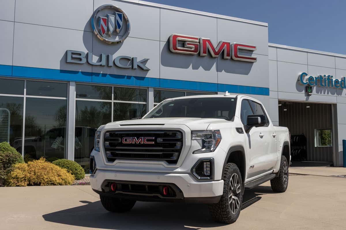 GMC Sierra 1500 AT4 display. The GMC Sierra 1500 is available in a variety of models