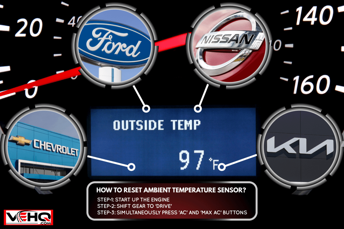 close up photo of a car ambient temperature on dash board speedometer, How To Reset Ambient Temperature Sensor [Ford, Chevy, Kia, Nissan And More]