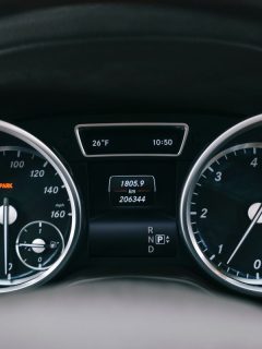 Novosibirsk, Russia – January 14 2021: Mazda CX30, dashboard of the car is illuminated by bright illumination. Speedometer, circle tachometer, oil and fuel level. - How To Remove Scratches From Odometer And Gauges