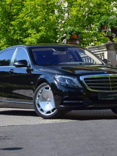 Mercedes-Maybach S600 stopped on a street. This model was the most luxury limousine in Mercedes-Benz offer - How Many Miles Can A Mercedes Last (Breakdown By Model)