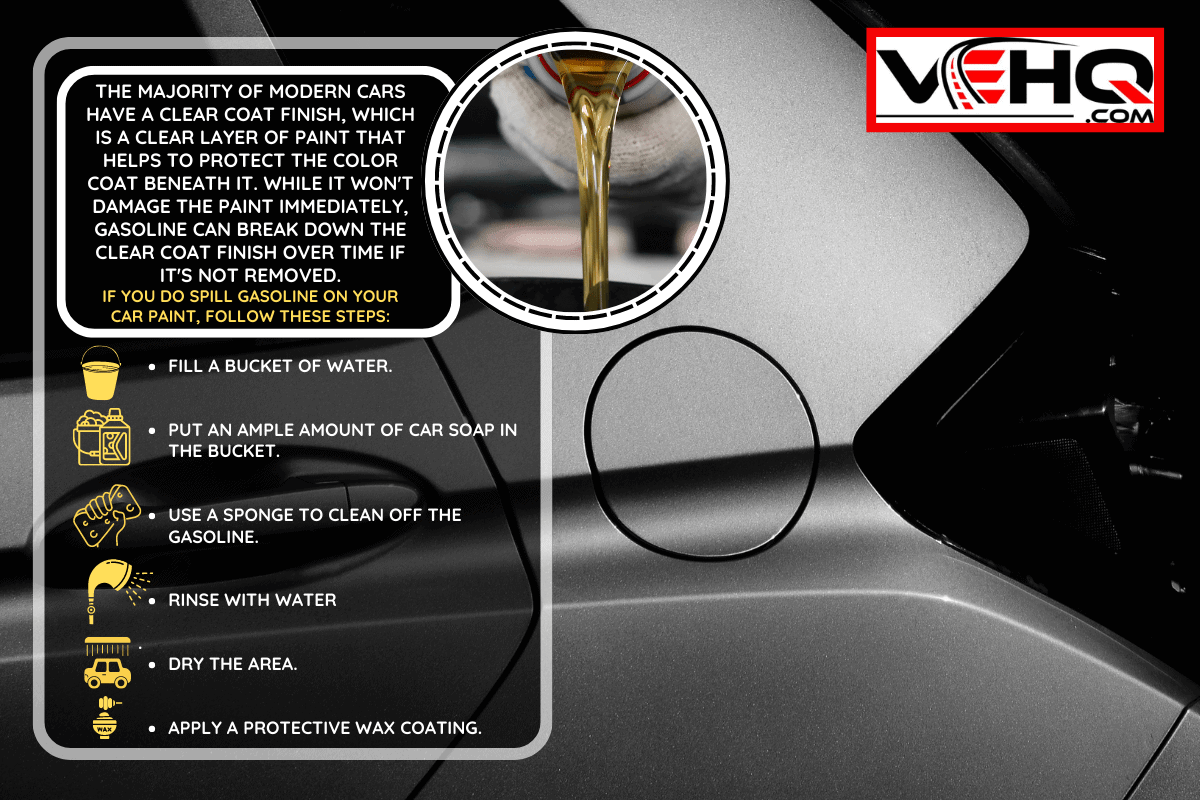 silver vehicle's fuel cap. - Does Gas Damage Car Paint? [And How To Clean It]