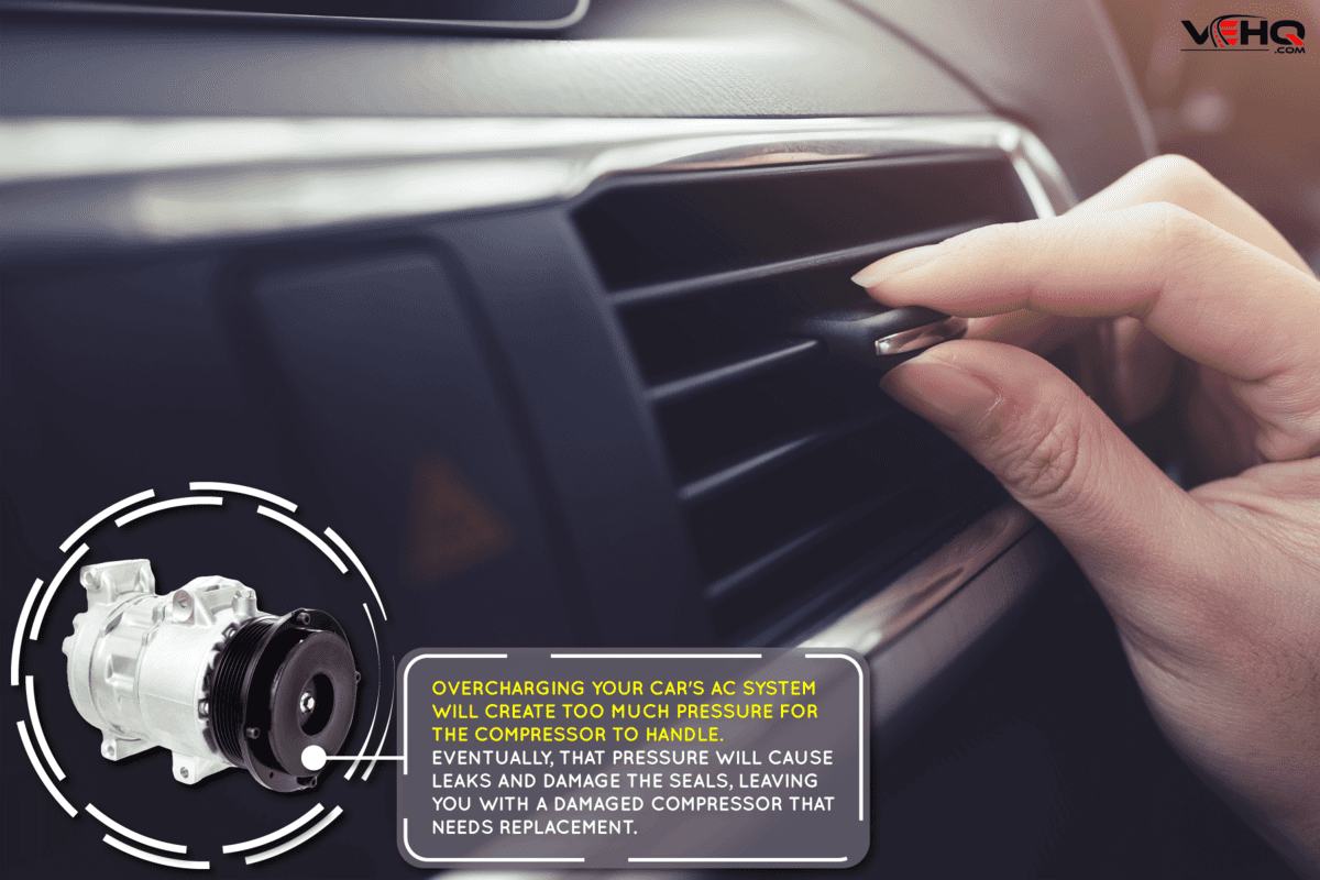 closeup-female-hand-adjusting-air-ventilation, Can Overcharging Car AC Damage The Compressor?