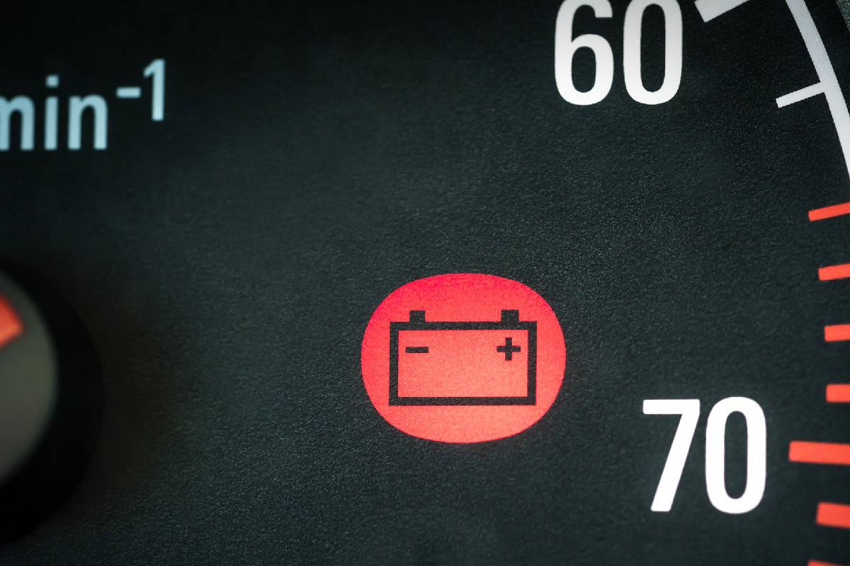 Car battery light in dashboard warning about problems