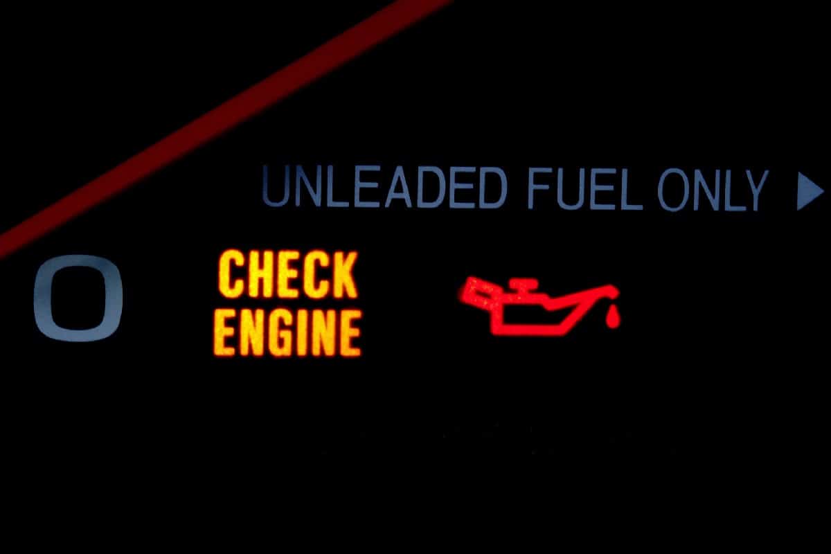 Check engine light on car dashboard