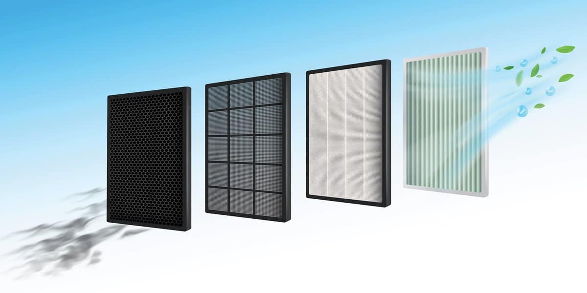 Efficient air filtration technology Prevent small dust, virus, bacteria. Air filter layer in air conditioners, cars, air filters. For maximum efficiency and good health.Realistic vector file.