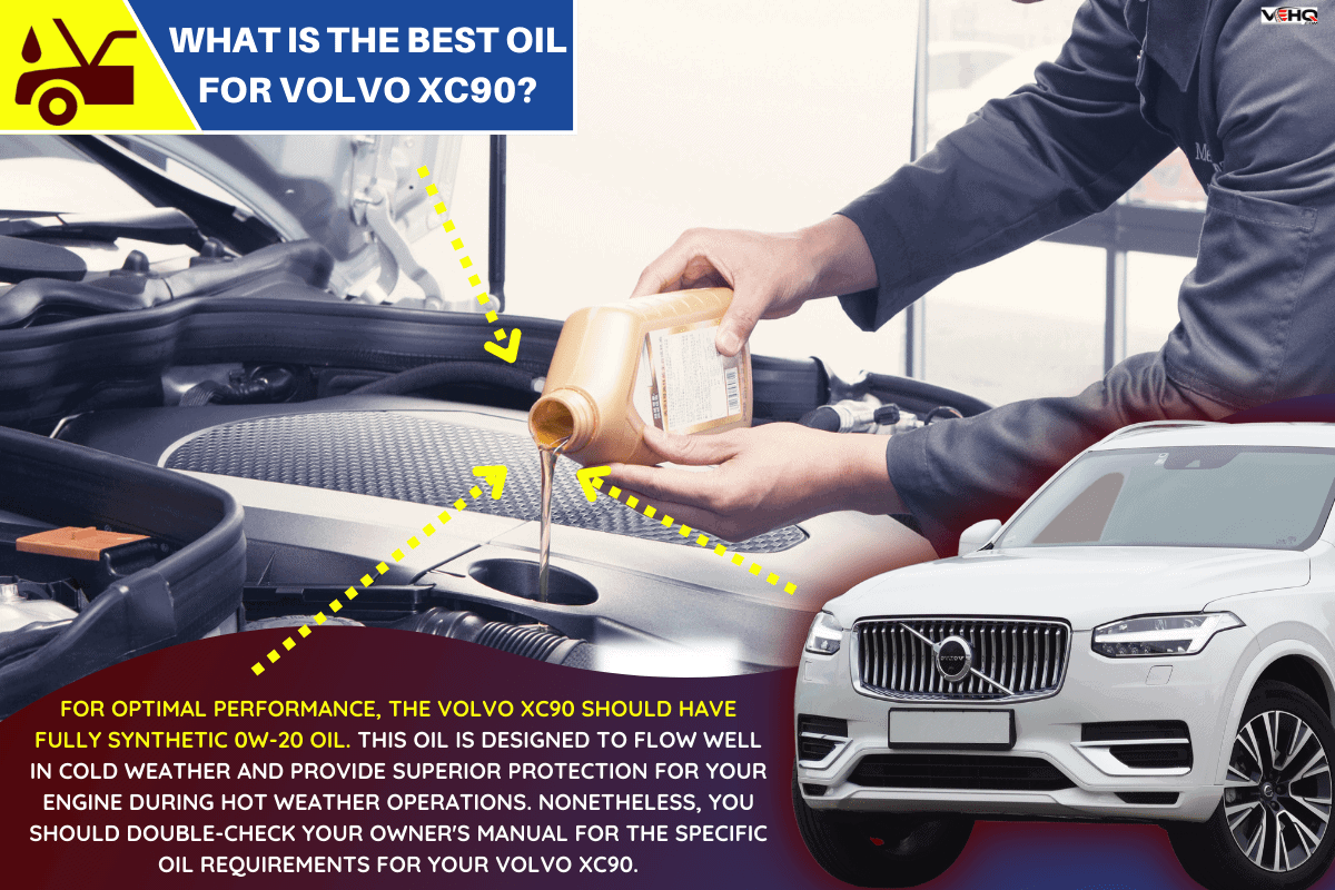 Mechanic pouring oil into car at the repair garage. - What Is The Best Oil For Volvo XC90?