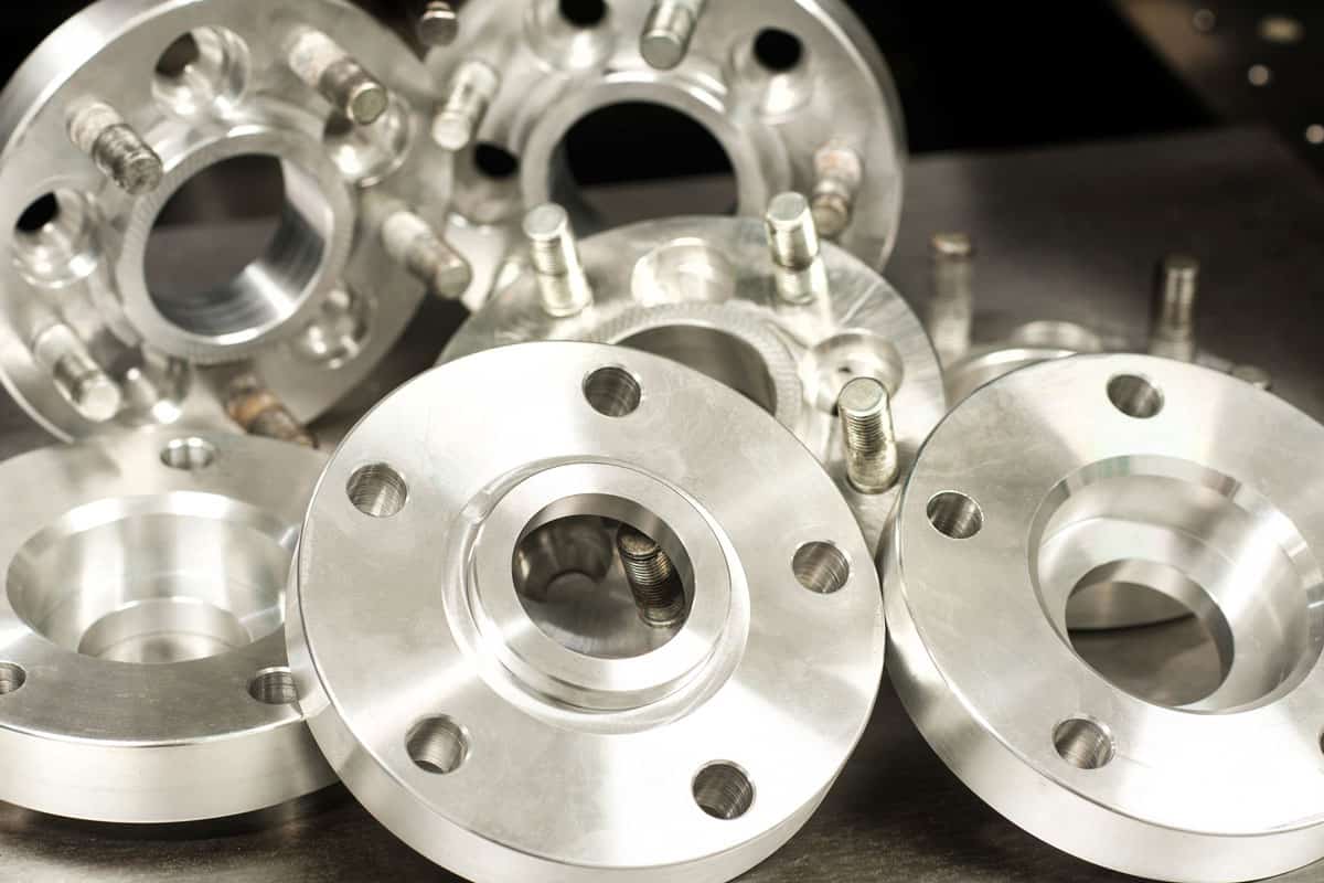 Metal mold of wheel spacers and bolts