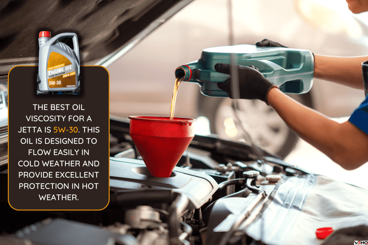 Pouring oil to car engine, Mechanic pouring oil into car at the repair garage - What Is The Best Oil For A Volkswagen Jetta