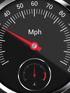Realistic illustration of speedometer on dark car dashboard with mileage indicator per hour and engine temperature - vector - Do Bigger Tires Affect Speedometer Or Odometer