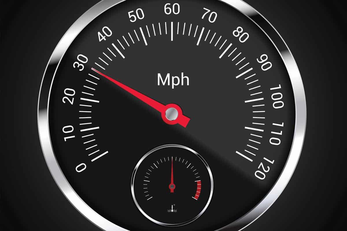 Realistic illustration of speedometer on dark car dashboard with mileage indicator per hour and engine temperature - vector - Do Bigger Tires Affect Speedometer Or Odometer