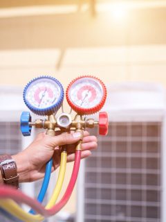 Technician is checking air conditioner ,measuring equipment for filling air conditioners. - Why Doesn't My Refrigerant Hose Fit? What To Do?