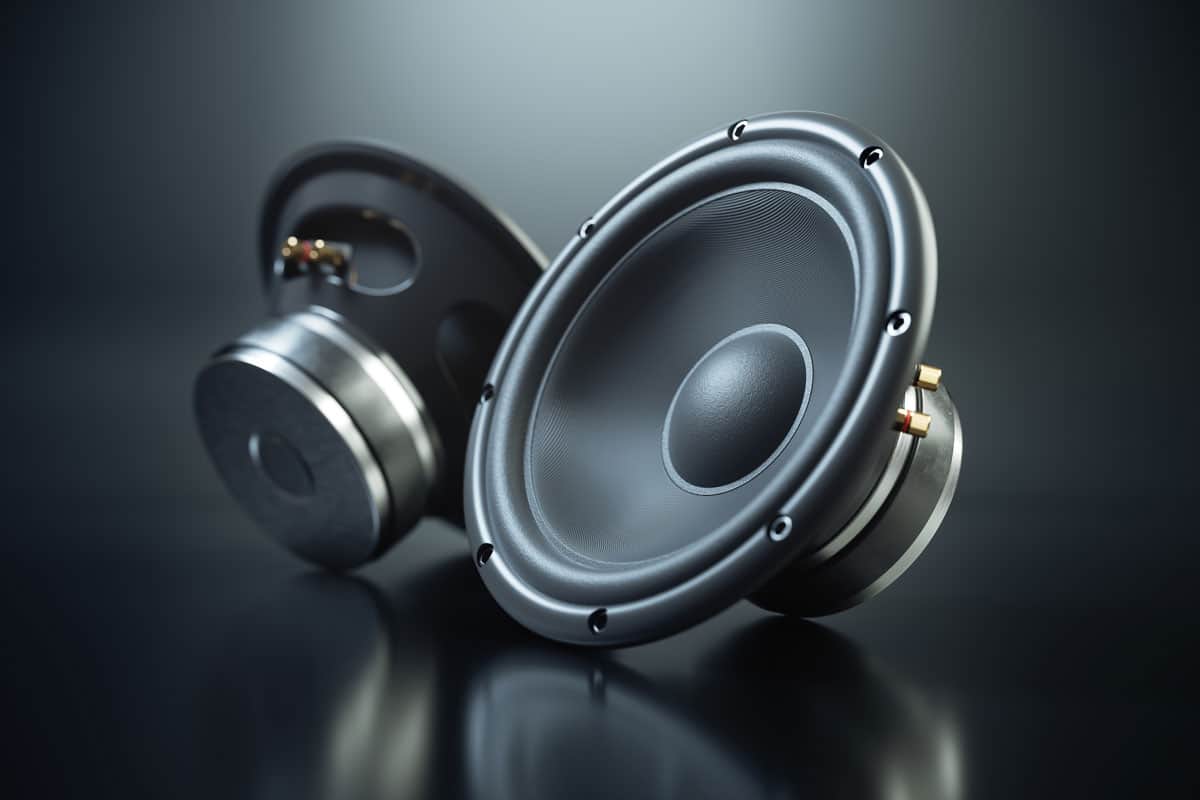 Two sound speakers on black