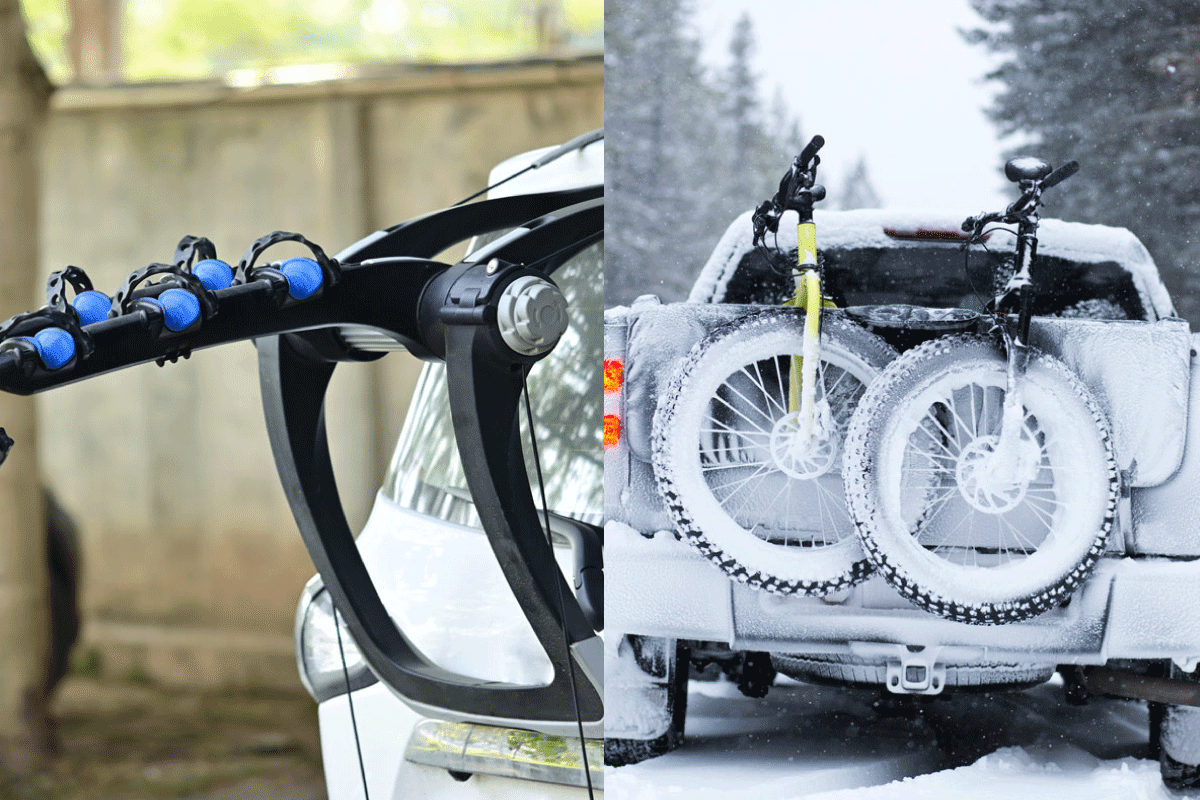 Difference between two images of tailgate pad and bike rack