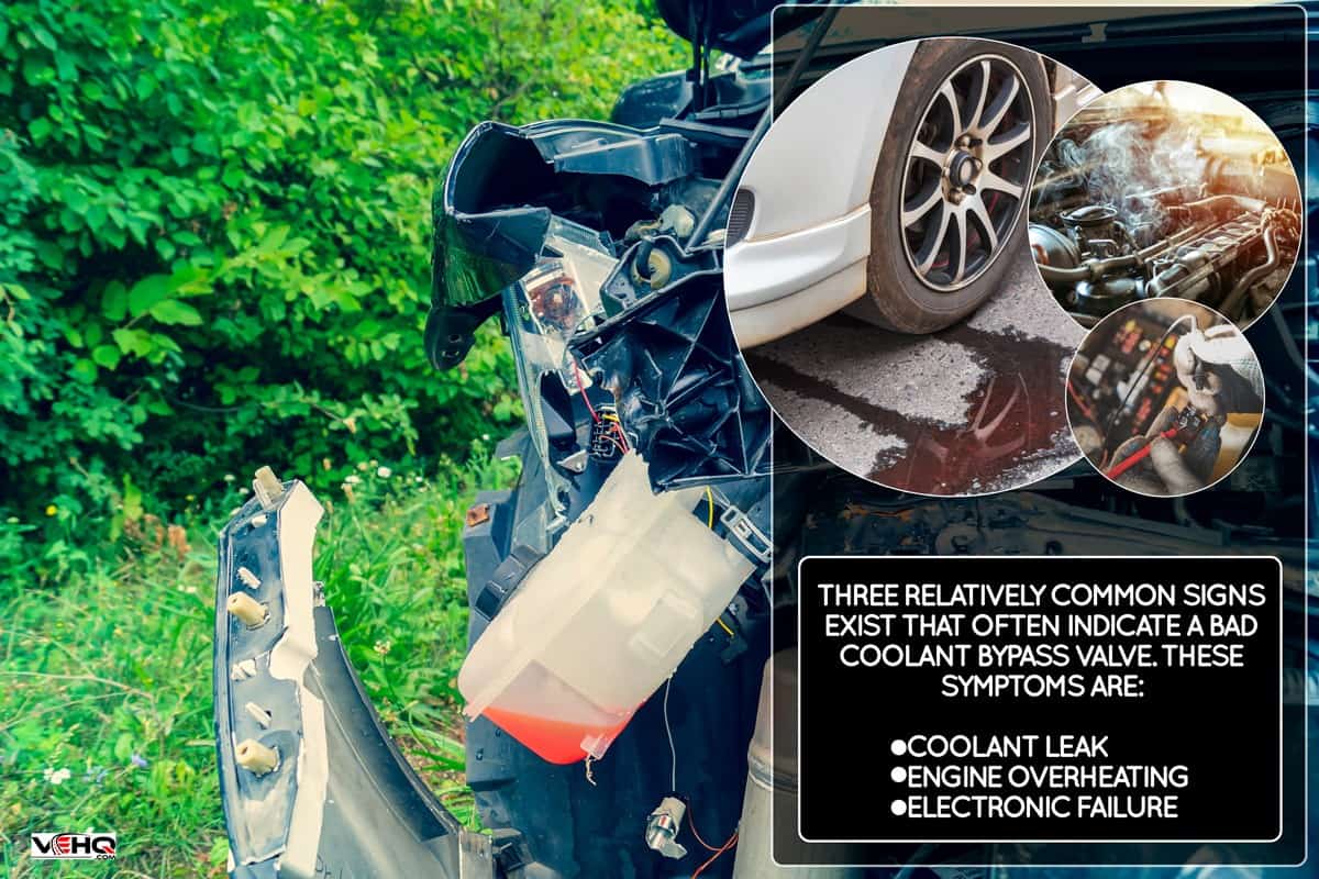Crash. Car wreck standing in the green. crashed car from accident. Car after bad accident. Total damaged car on grass., What Are The Symptoms Of A Bad Coolant Bypass Valve?
