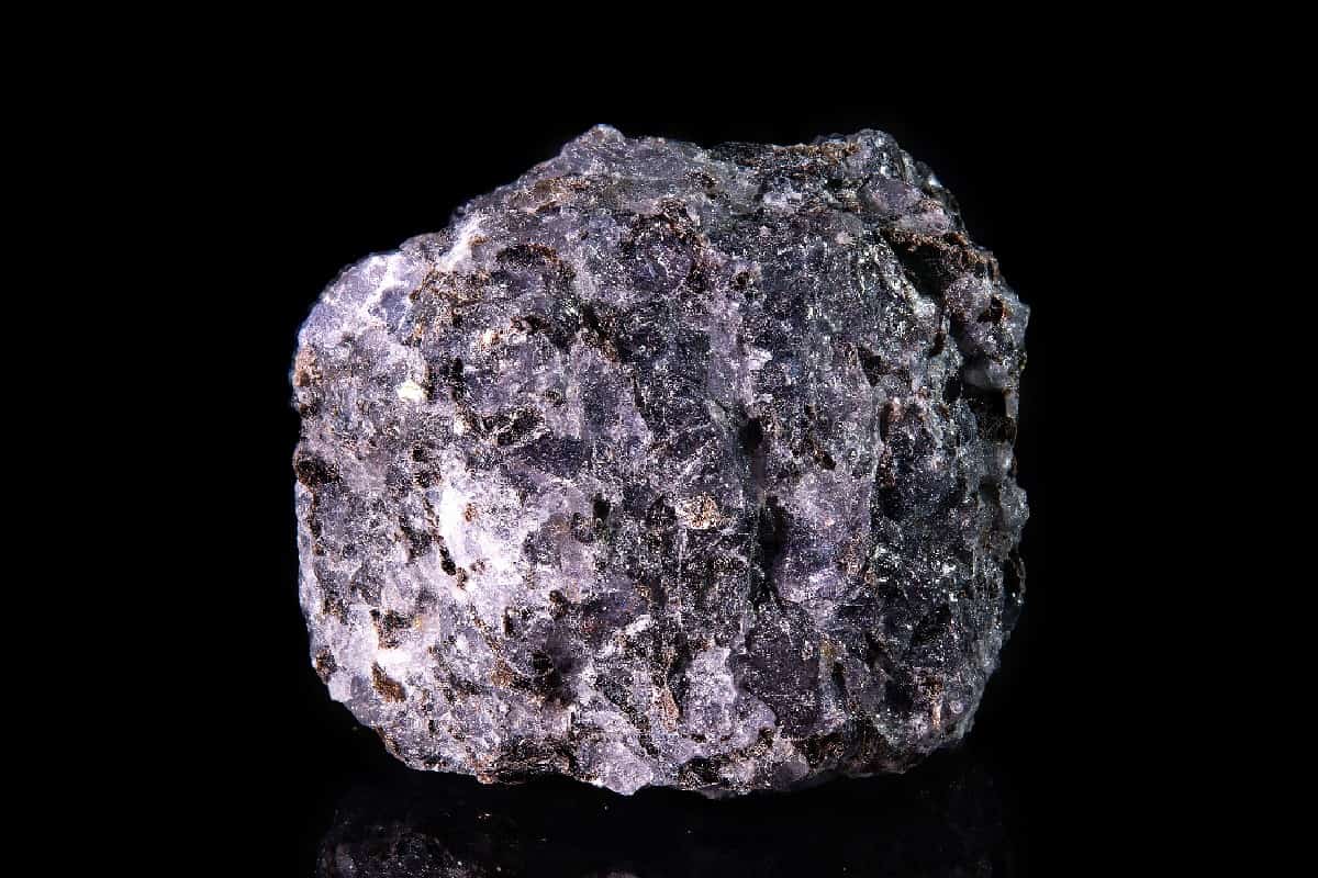 A piece of the raw mineral cordierite