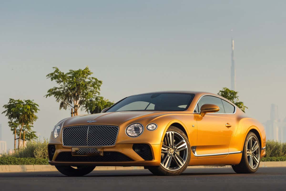 Bentley Continental GT Gold exterior, luxury car, exotic car, super car. 