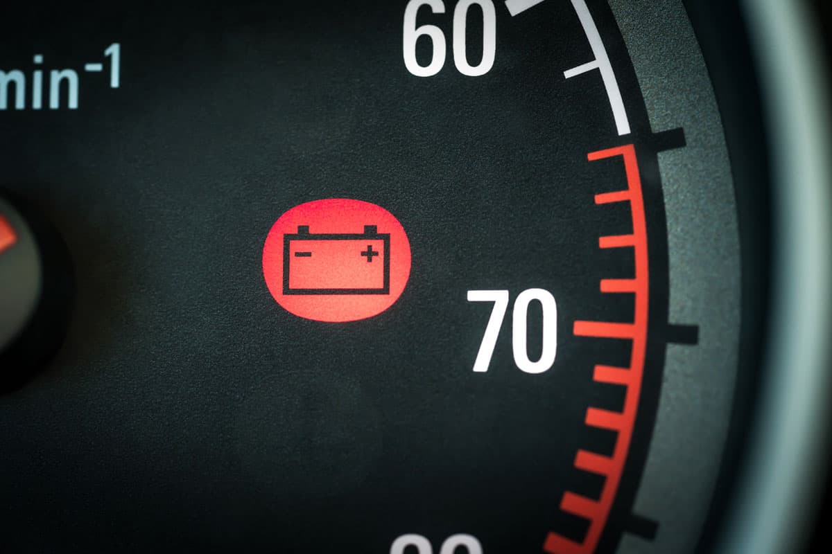 Car battery light in dashboard warning
