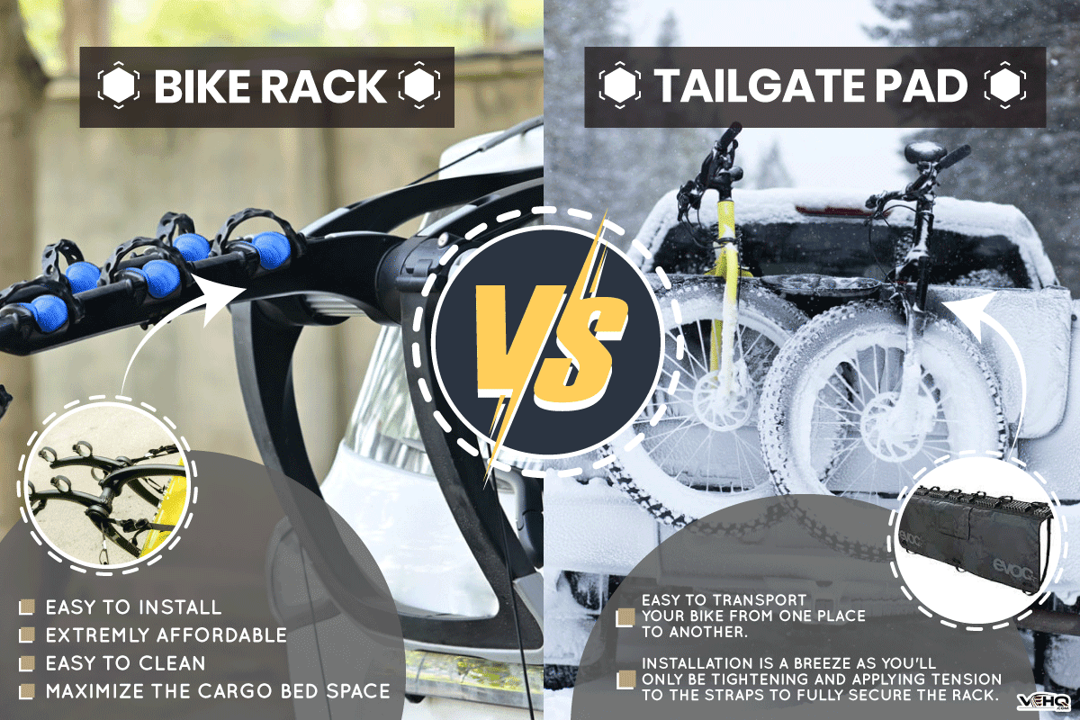 Difference between two images of tailgate pad and bike rack, Tailgate Pad Vs Bike Rack: Which To Choose?