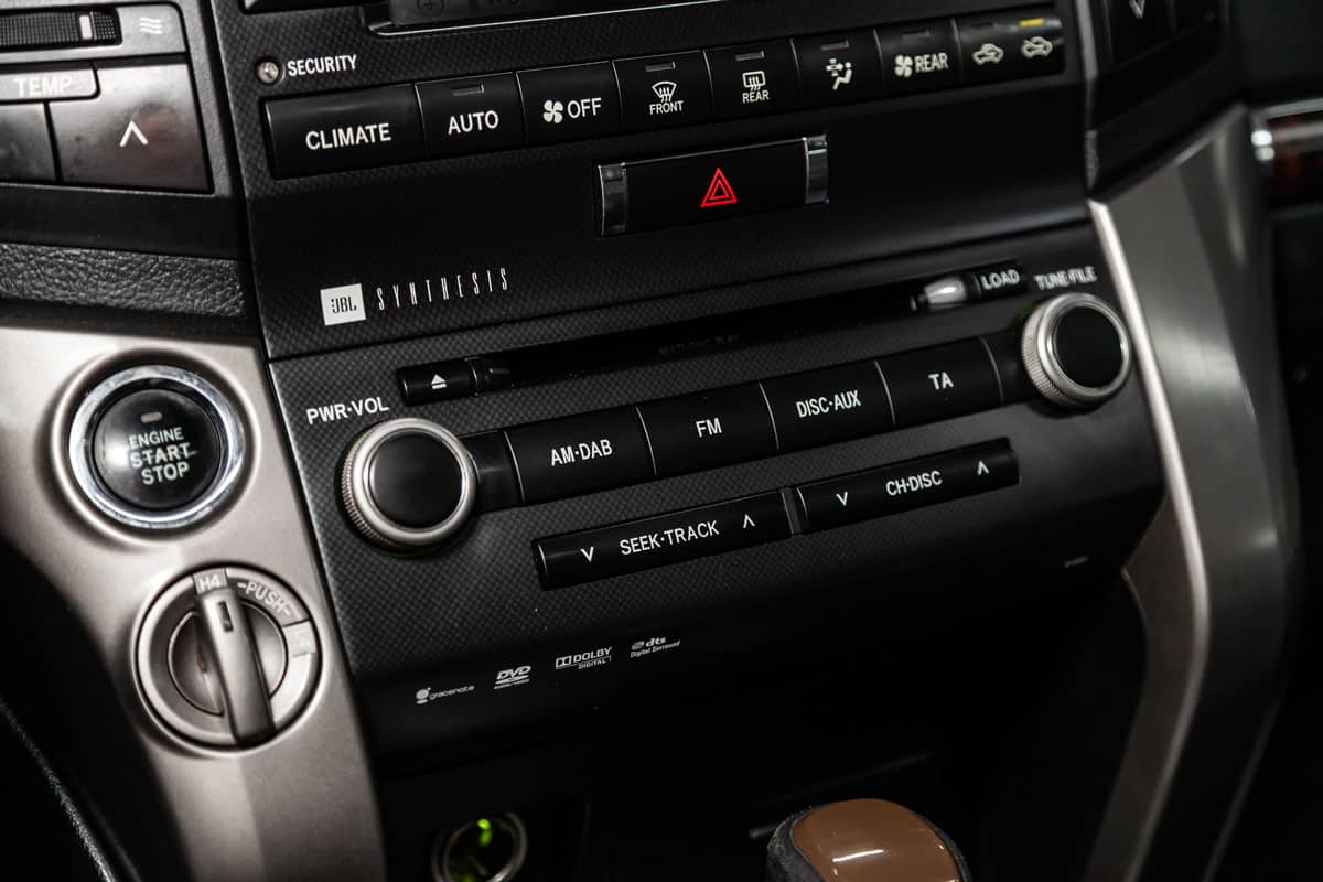 Toyota Land Cruiser 200, close-up of the dashboard and buttons.