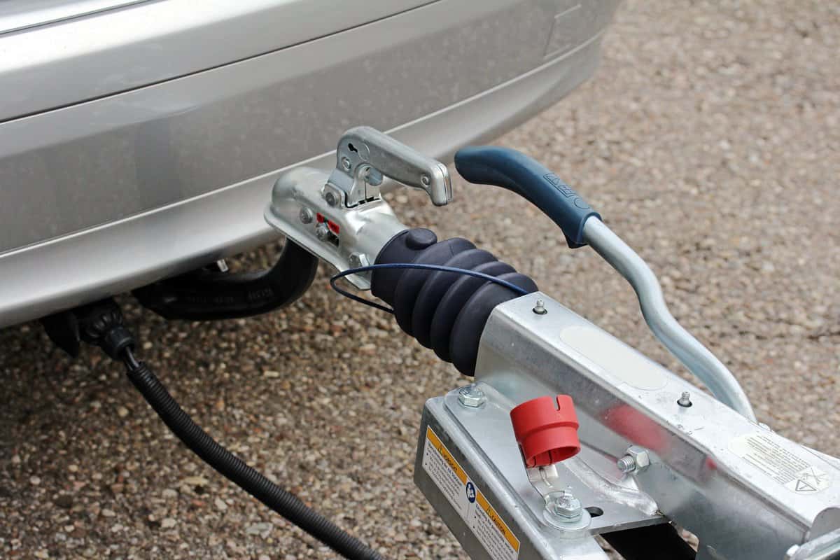 Trailer hitch with trailer on a car 