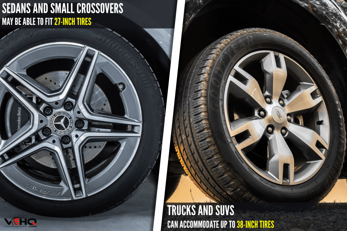 collaged photo of a sedan rim and suv rim 18 inches, What Is The Biggest Tire I Can Put On An 18 Inch Rim?