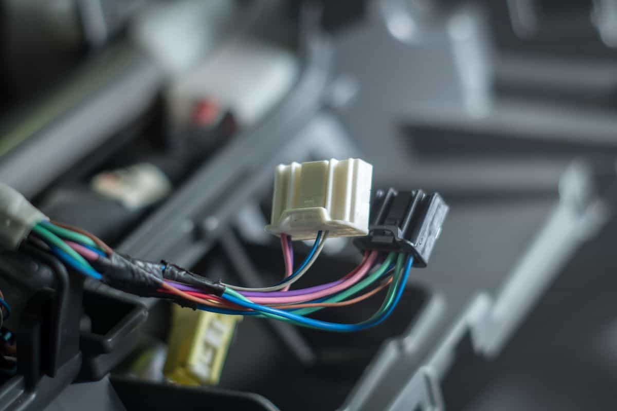 Automotive connector colored wires in the car