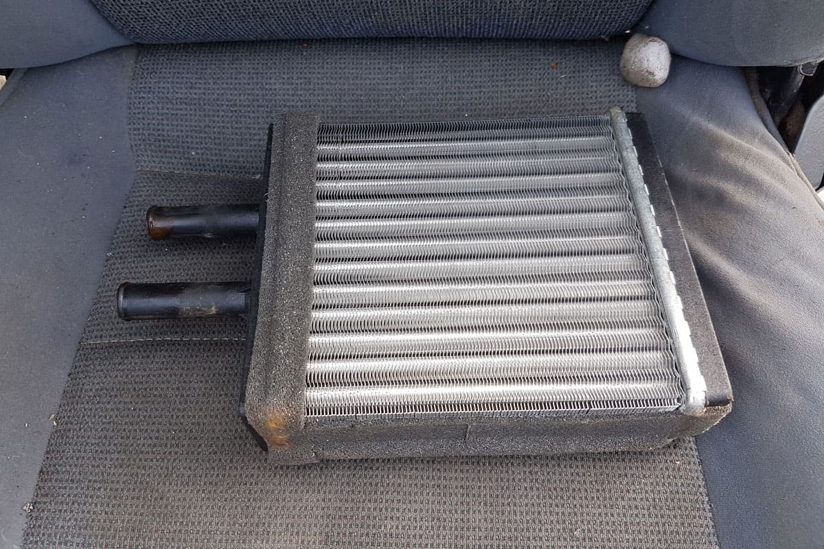 car heater core on the passenger seat of car