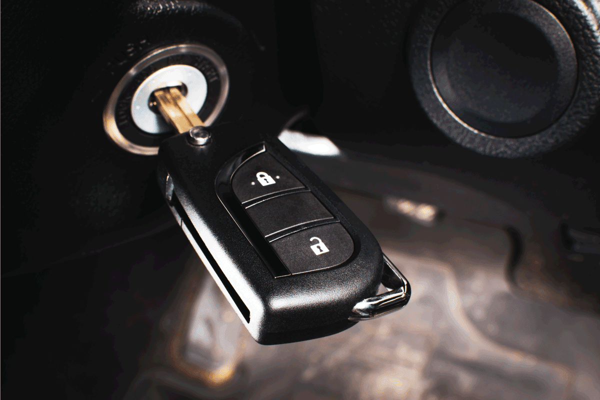 car key with remote in the ignition switch