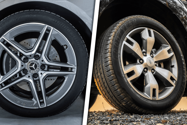 collaged photo of a sedan rim and suv rim 18 inches, What Is The Biggest Tire I Can Put On An 18 Inch Rim?