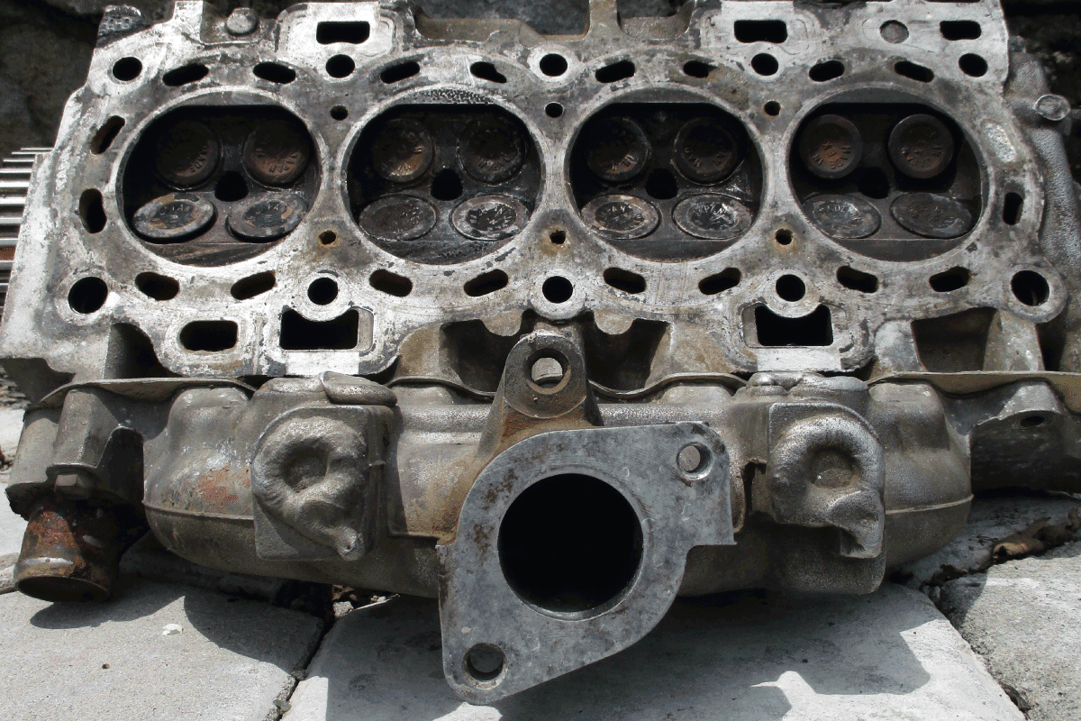 used cylinder head of a four piston engine