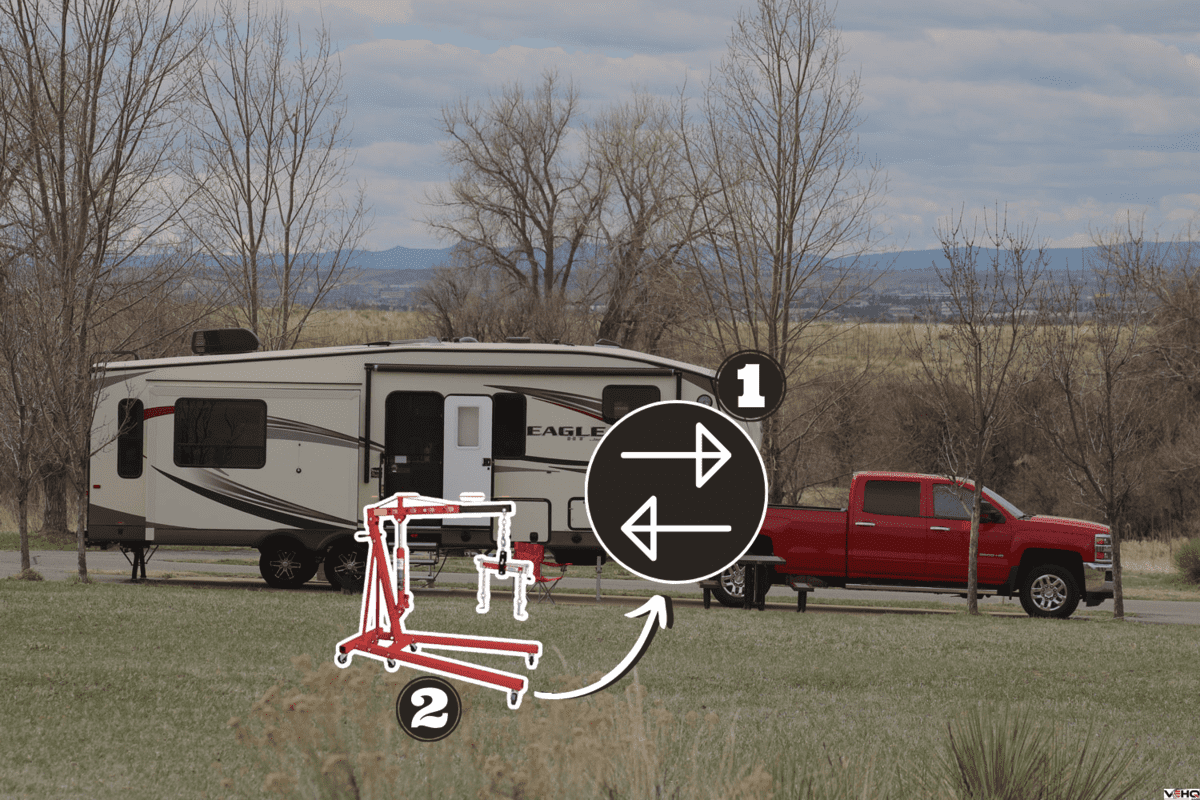 A fifth wheel camper and truck begin their set up at Cherry Creek State Park in Denver. Situated in Denver, it's a nature preserve that attracts many visitors, How To Lift 5th Wheel Hitch Out Of Truck [Step By Step Guide]