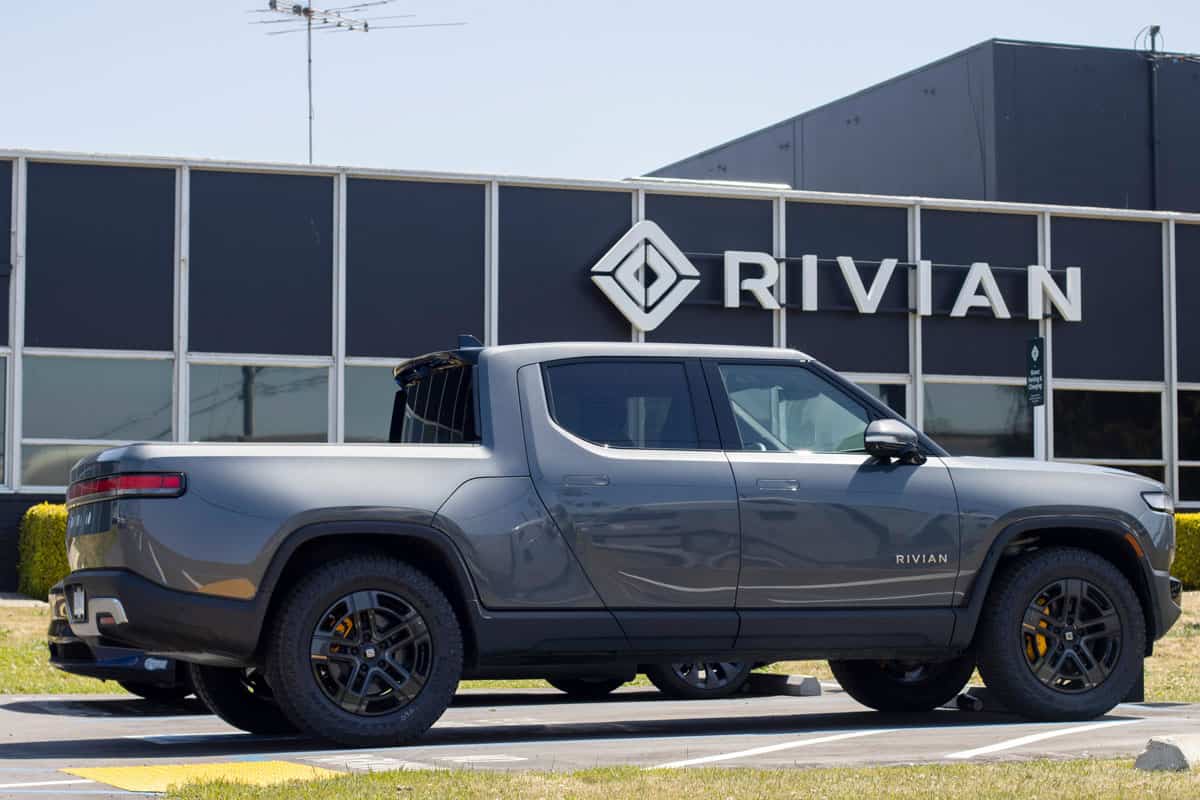 Brand new Rivian at a dealership