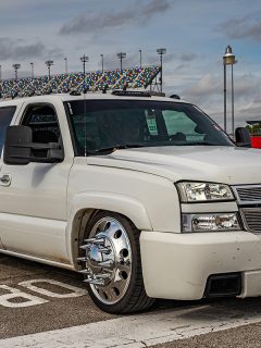 Chevrolet Silverado 3500HD Dually pickup truck at a local car show, What Are The Biggest Tires That Fit On A Stock Chevy 3500 Dually?